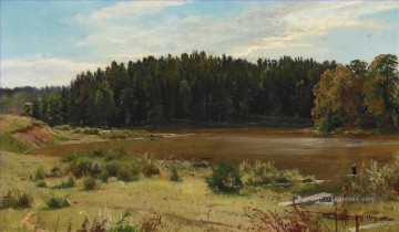 Ivan Ivanovich Shishkin œuvres - Fleuve sur le bord d’un paysage classique en bois Ivan Ivanovitch